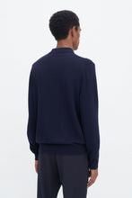 Laden Sie das Bild in den Galerie-Viewer, Gestricktes Polohemd Marineblau