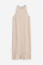 Laden Sie das Bild in den Galerie-Viewer, Drapiertes Twill-Trägerkleid Karamell-Beige