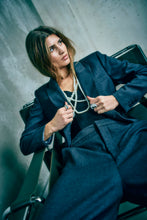Laden Sie das Bild in den Galerie-Viewer, TAILOR Hose mit hohem Bund Dunkelgrau mel.