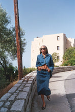 Laden Sie das Bild in den Galerie-Viewer, RAMONE Jeansrock Gewaschenes Indigo