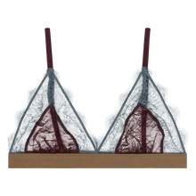Load image into Gallery viewer, LOVE LACE Delicate triangle bralette, Burgundy