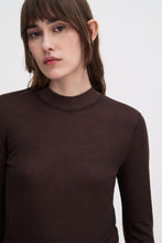 Load image into Gallery viewer, Lyocell Cashmere Mock Neck Top, Brown
