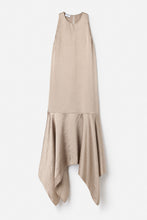 Laden Sie das Bild in den Galerie-Viewer, Kleid mit Schalkragen und Saum, Dunkel Taupe