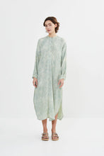 Load image into Gallery viewer, Midou Marbled curved hem dress Sage