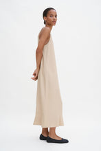 Load image into Gallery viewer, Draped Twill Tank Dress Caramel Beige
