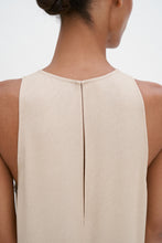 Load image into Gallery viewer, Draped Twill Tank Dress Caramel Beige
