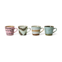 Laden Sie das Bild in den Galerie-Viewer, 70er-Jahre-Keramik-Cappuccino-Tassen (4er-Set), dada
