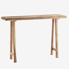 Load image into Gallery viewer, Recycled wooden console table 105x25x70 cm
