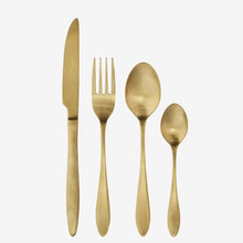 Laden Sie das Bild in den Galerie-Viewer, Edelstahlbesteck 4-teilig, gebürstetes Gold
