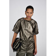 Laden Sie das Bild in den Galerie-Viewer, GINE Oberteil aus gerafftem Ripstop-Gewebe Metallic Olive
