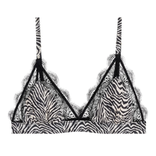 Laden Sie das Bild in den Galerie-Viewer, LOVE LACE Zartes Triangel-Bralette, Zebra-Print
