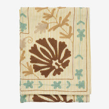 Laden Sie das Bild in den Galerie-Viewer, Suzani embroidered cotton throw 130x180, Hazelnut/dusty aqua
